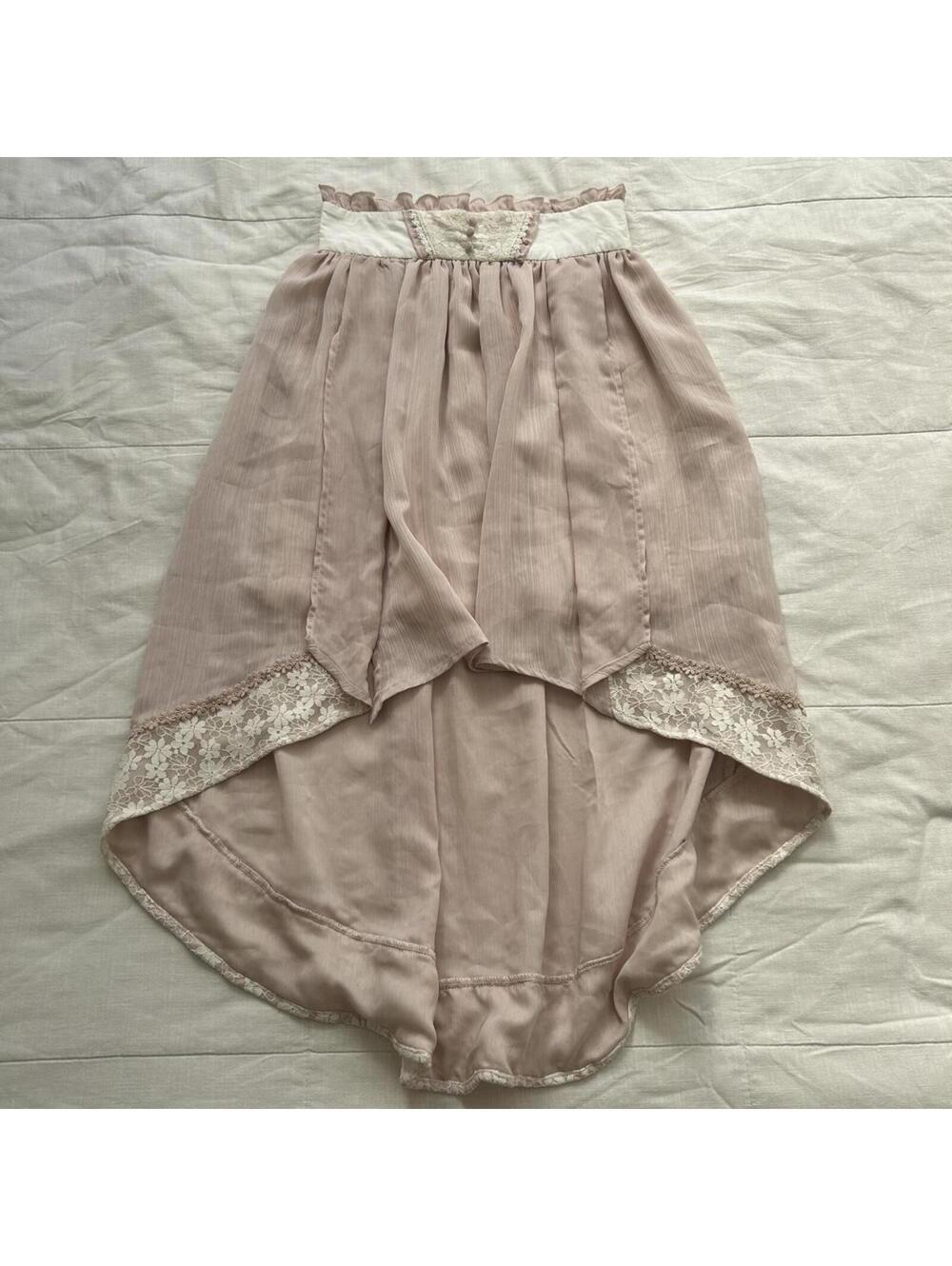 Axes Femme Blush Pink High Low Lace Trim Skirt Fairycore M Japan
